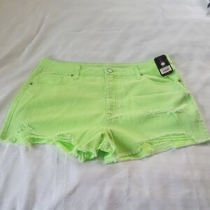 NO BO Girls Neon Green Distressed  Shorts, Size: 15, NWT